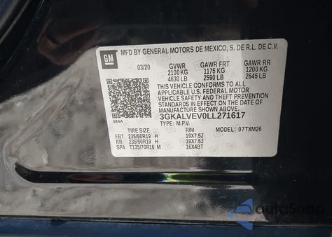 2020 GMC Terrain Awd Slt z USA, uszkodzony, nr VIN 3GKALVEV0LL271617